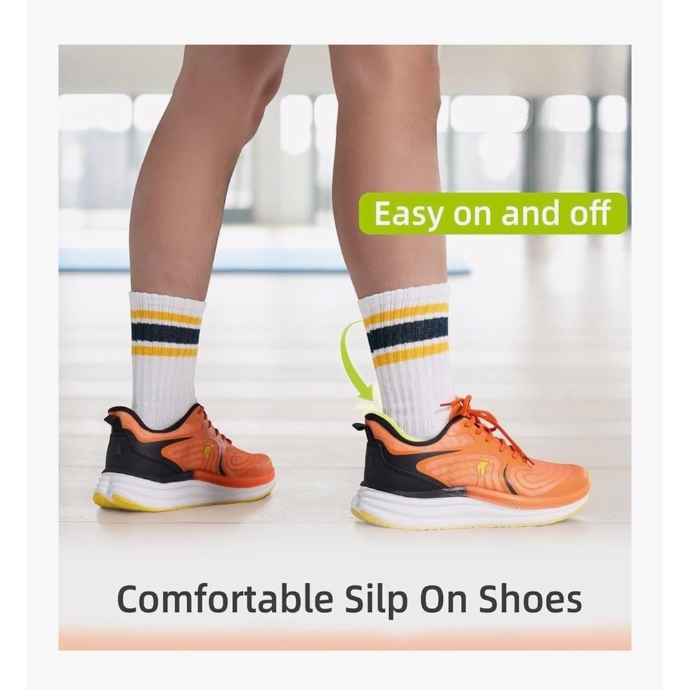 Mens Orange Running Orthopedic Shoes Mesh Fabric Arch Support Non Slip Size 8 - Picture 3 of 10